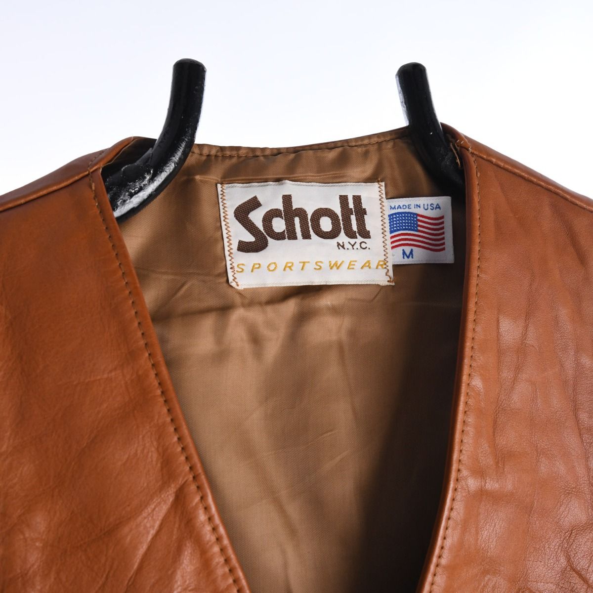 80s Schott Brown Leather Waistcoat (S)