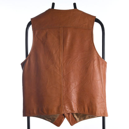 80s Schott Brown Leather Waistcoat (S)