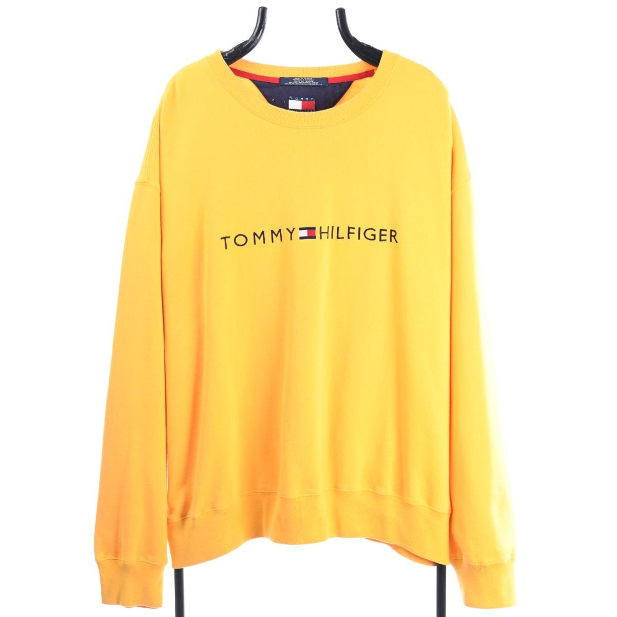 90s Tommy Hilfiger Yellow Embroidered Sweatshirt (XL)