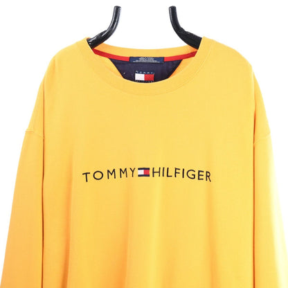 90s Tommy Hilfiger Yellow Embroidered Sweatshirt (XL)