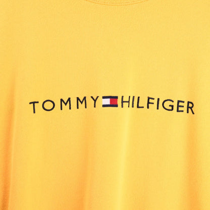 90s Tommy Hilfiger Yellow Embroidered Sweatshirt (XL)