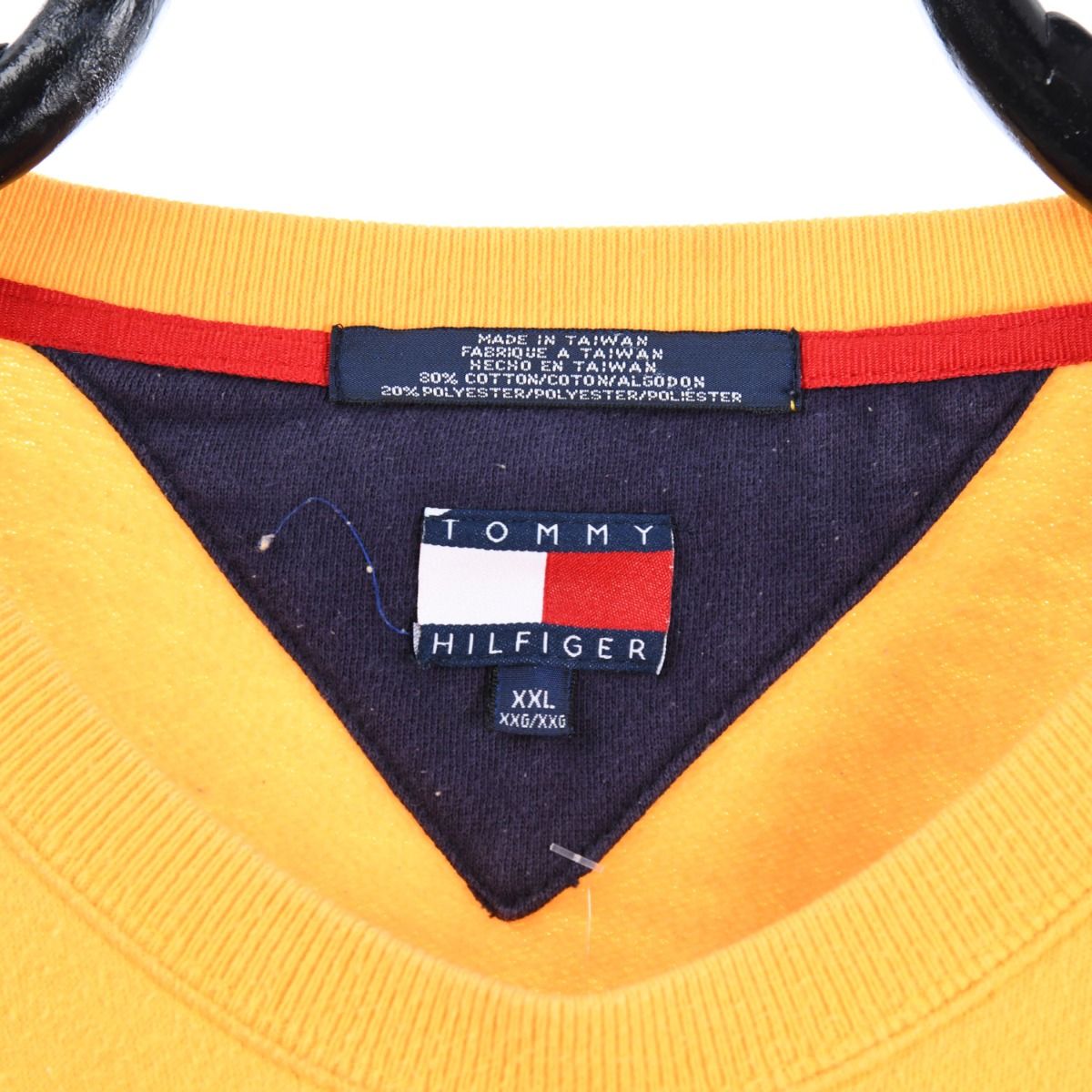 90s Tommy Hilfiger Yellow Embroidered Sweatshirt (XL)