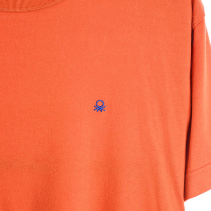 90s Benetton Orange Embroidered T-Shirt (M)