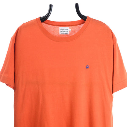 90s Benetton Orange Embroidered T-Shirt (M)