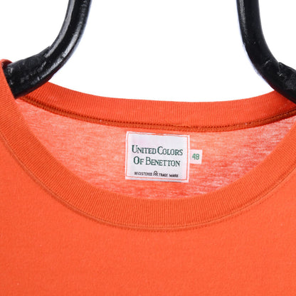 90s Benetton Orange Embroidered T-Shirt (M)