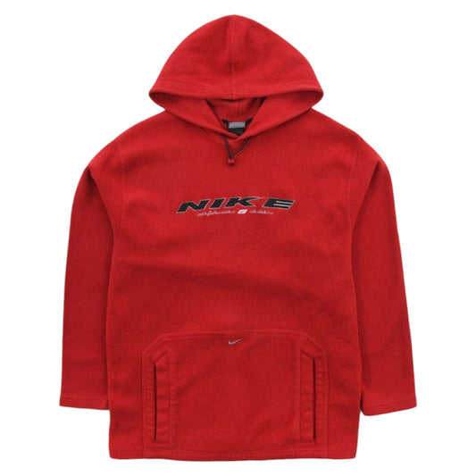 00s Nike Red Embroidered Fleece Hoodie (L)