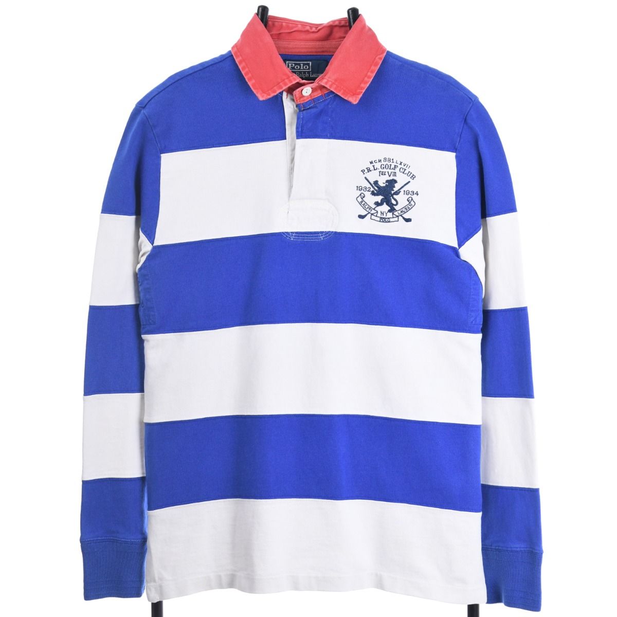 00s Polo Ralph Lauren White/Blue Rugby Shirt (S)