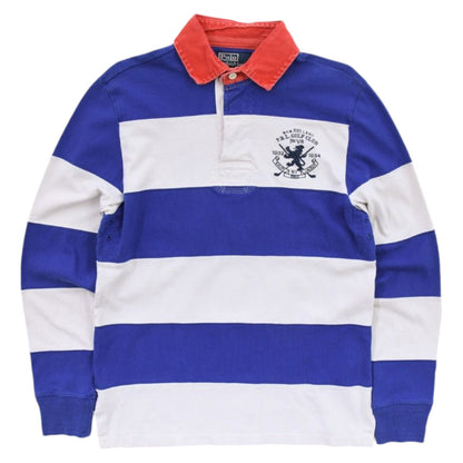 00s Polo Ralph Lauren White/Blue Rugby Shirt (S)