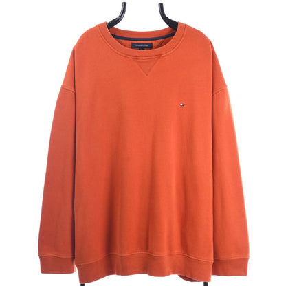 00s Tommy Hilfiger Orange Embroidered Sweatshirt (XXL)