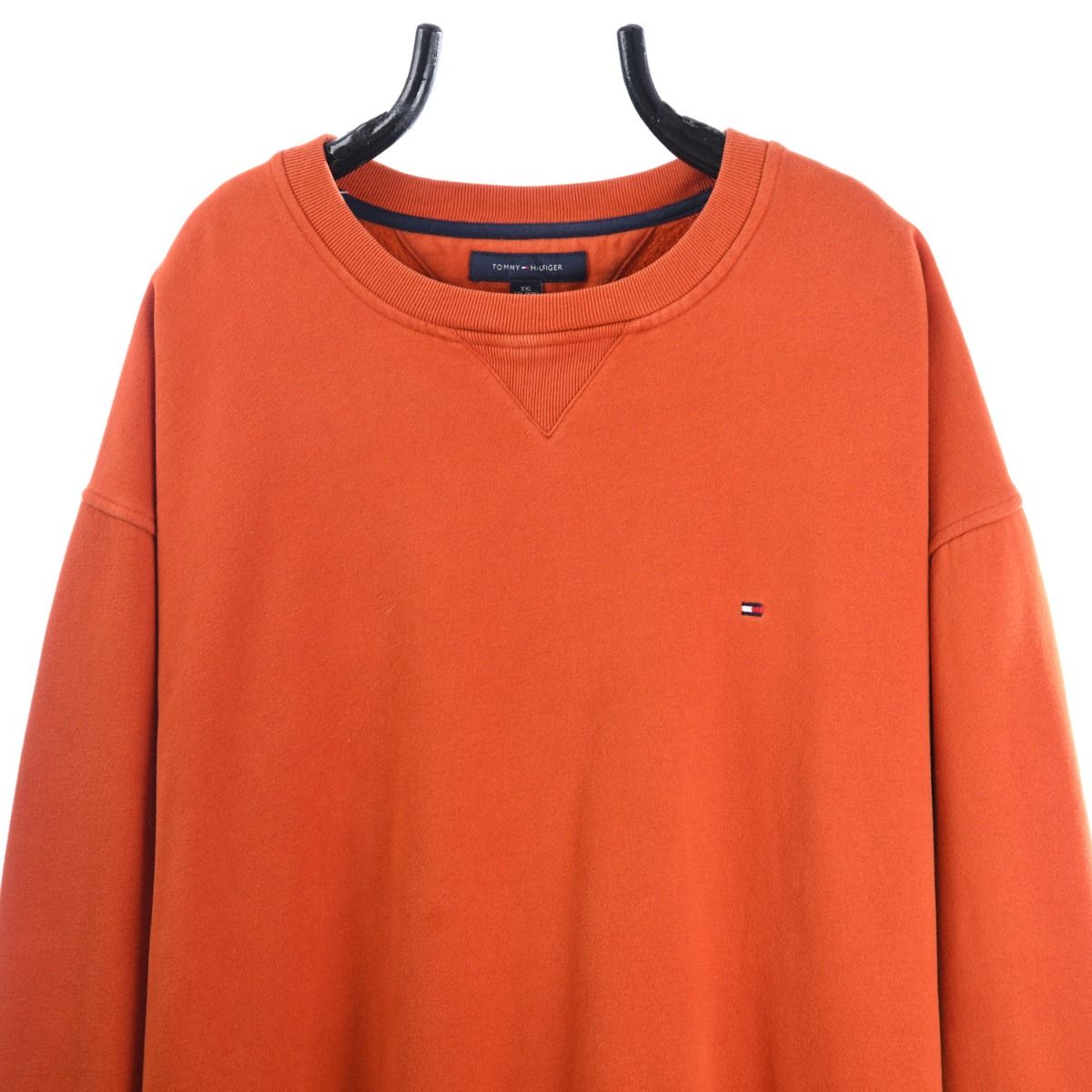 00s Tommy Hilfiger Orange Embroidered Sweatshirt (XXL)