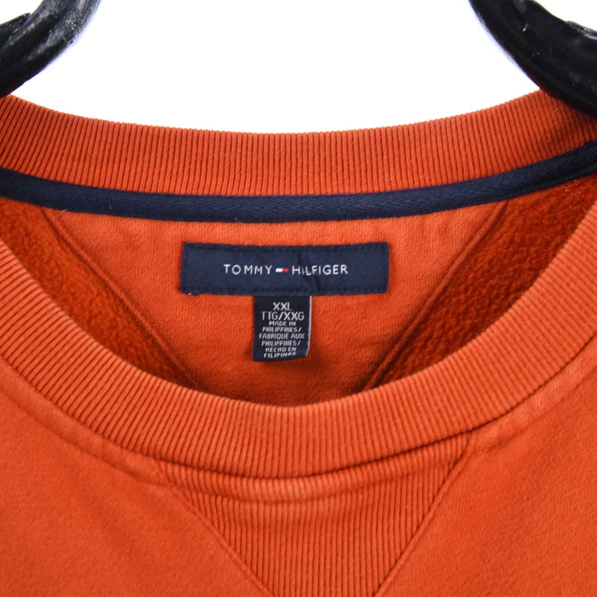 00s Tommy Hilfiger Orange Embroidered Sweatshirt (XXL)