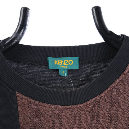 90s Kenzo Black/Brown Embroidered Knitted Jumper (L)