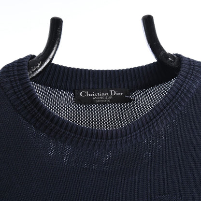 90s Christian Dior Navy Embroidered Knitted Jumper (M)