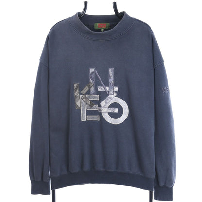 90s Kenzo Grey/Navy Embroidered Sweatshirt (L)