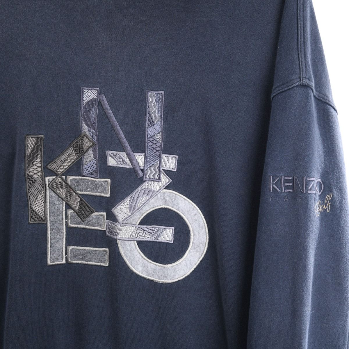 90s Kenzo Grey/Navy Embroidered Sweatshirt (L)