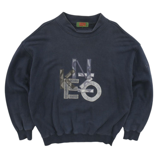 90s Kenzo Grey/Navy Embroidered Sweatshirt (L)