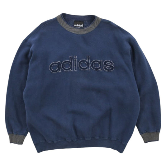 90s Adidas Navy Embroidered Sweatshirt (XL)