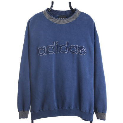 90s Adidas Navy Embroidered Sweatshirt (XL)