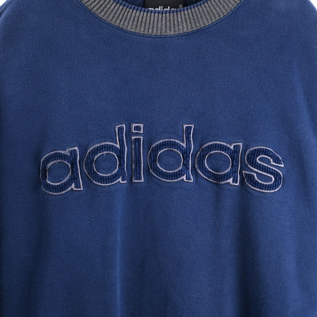 90s Adidas Navy Embroidered Sweatshirt (XL)