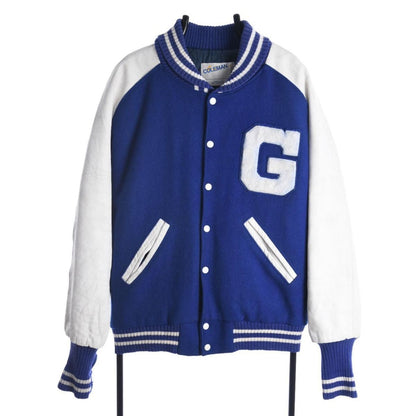 80s Coleman College Leather Blue/White Varsity Jacket (XXL)