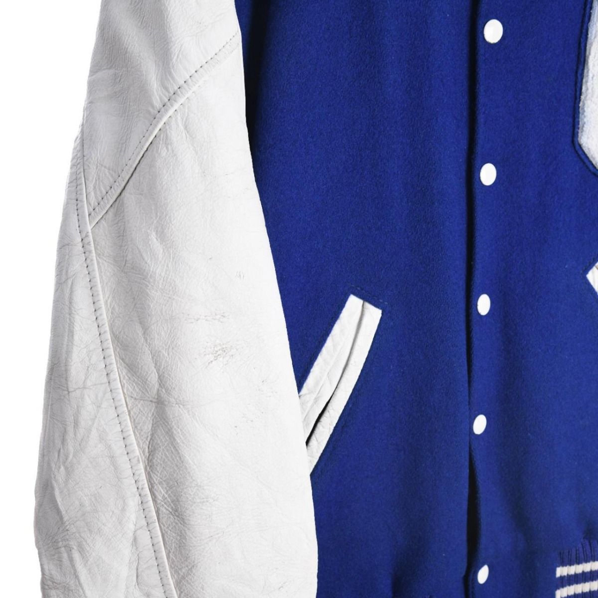 80s Coleman College Leather Blue/White Varsity Jacket (XXL)