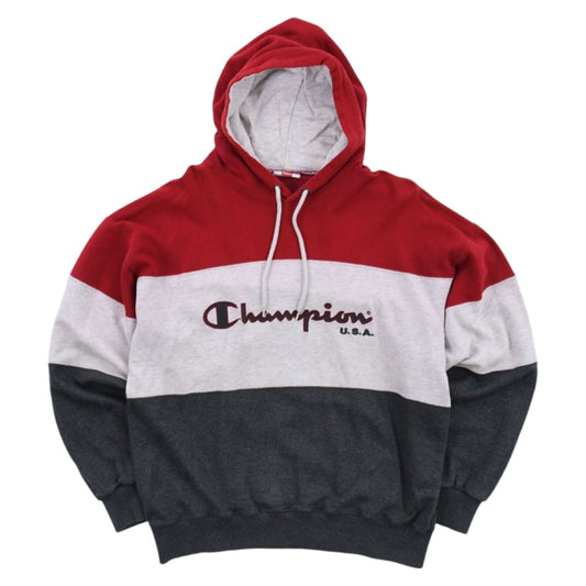 90s champion Red/Grey Embroidered Hoodie (S)