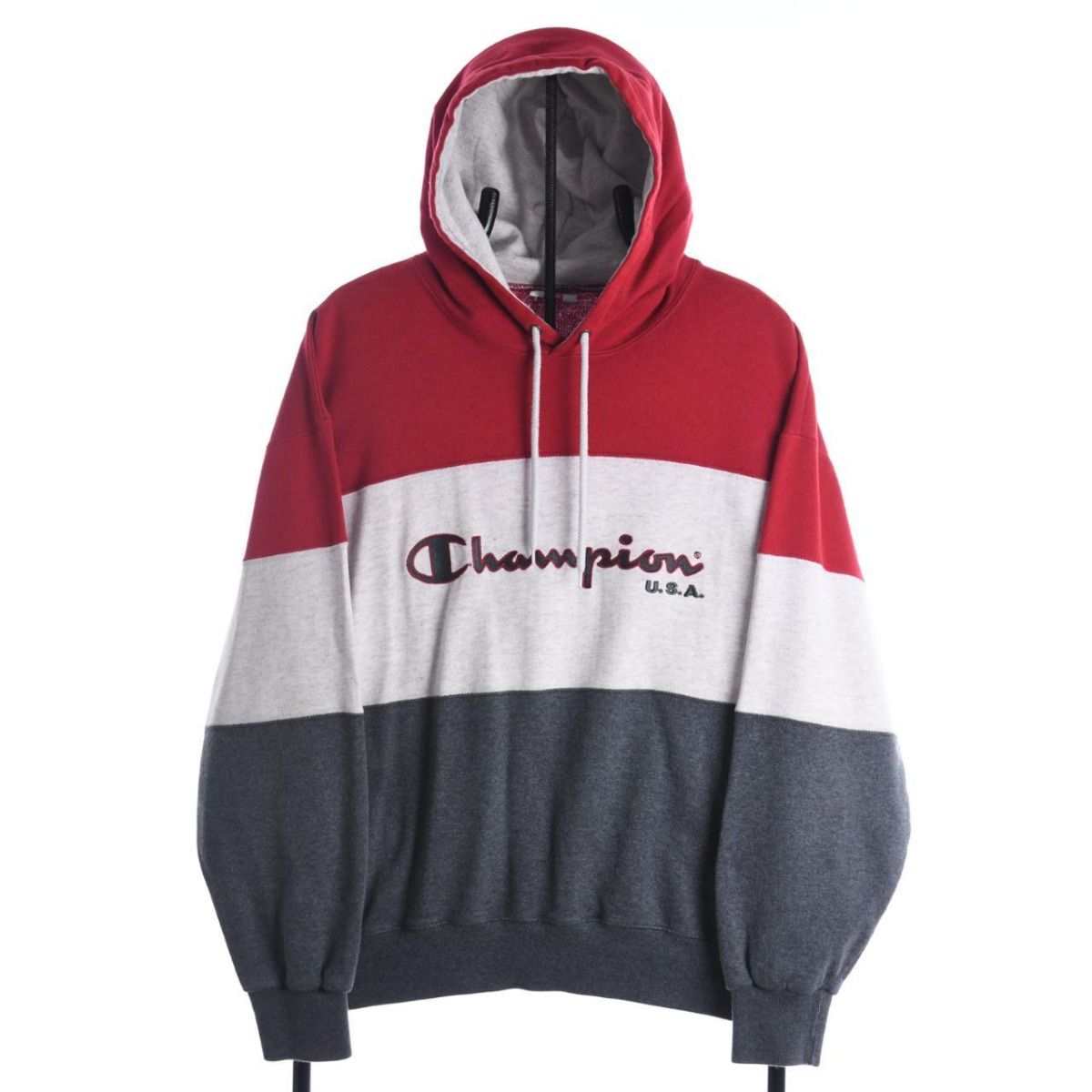 90s champion Red/Grey Embroidered Hoodie (S)