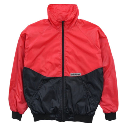 90s Adidas Black/Red Cotton Lined Light Jacket (M)