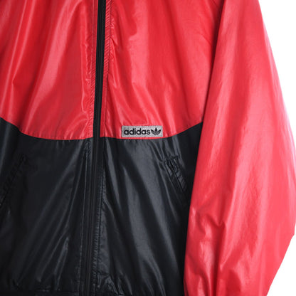 90s Adidas Black/Red Cotton Lined Light Jacket (M)