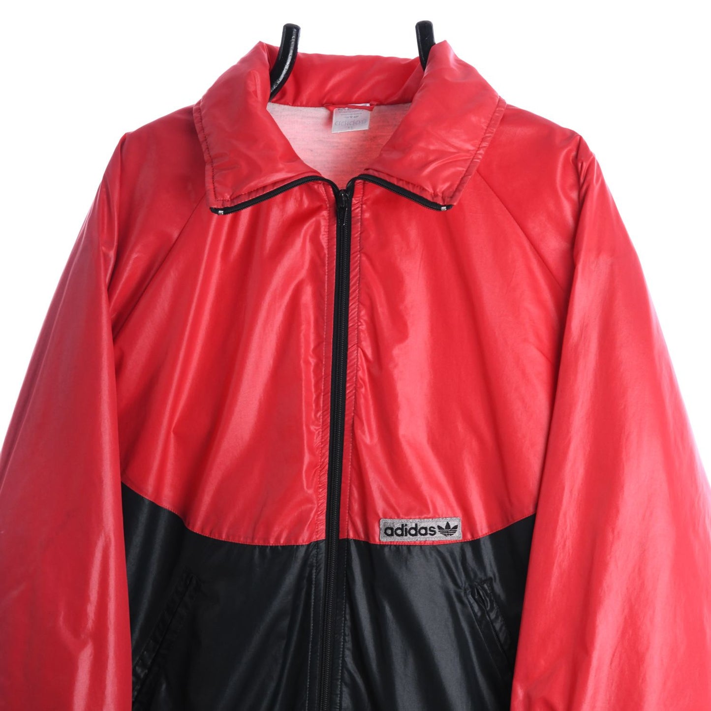 90s Adidas Black/Red Cotton Lined Light Jacket (M)