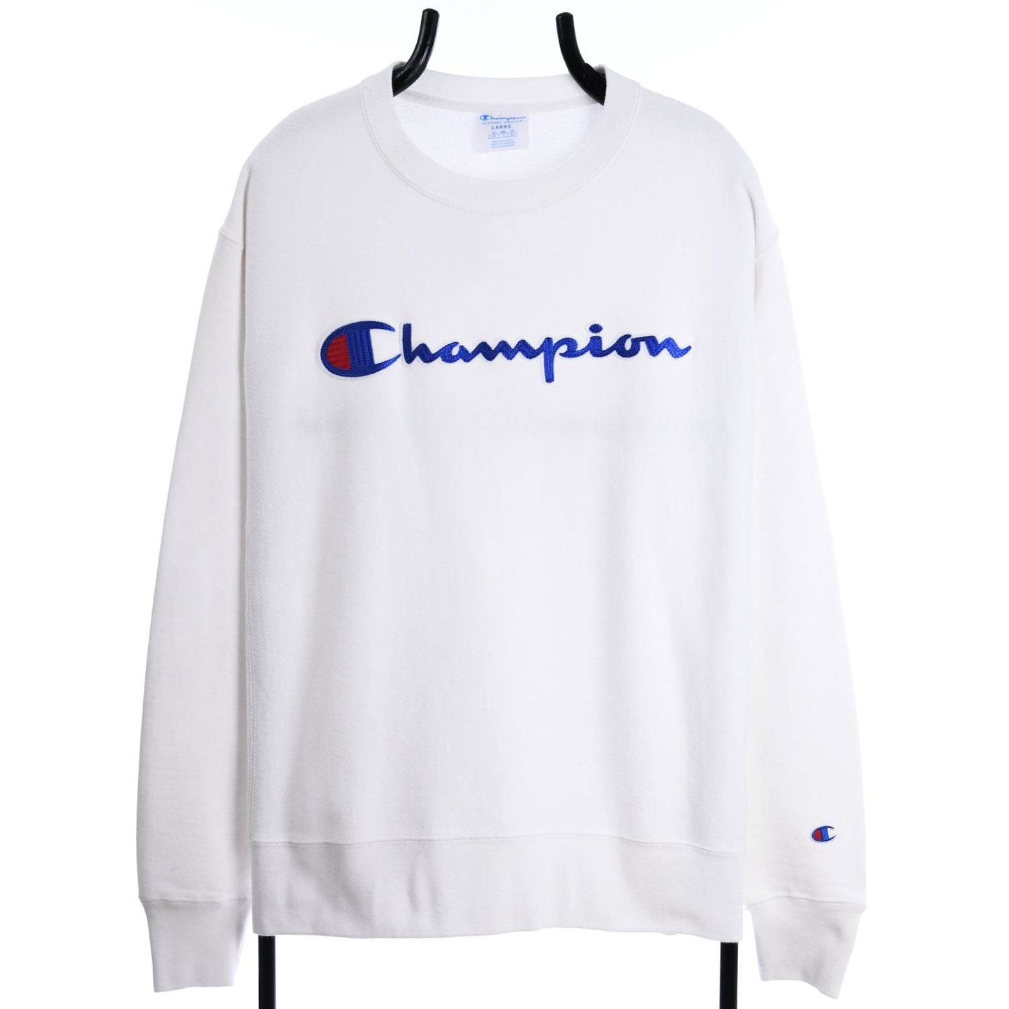 00s Champion Reverse Weave White Embroidered Sweatshirt (L)