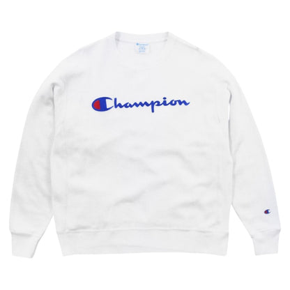 00s Champion Reverse Weave White Embroidered Sweatshirt (L)