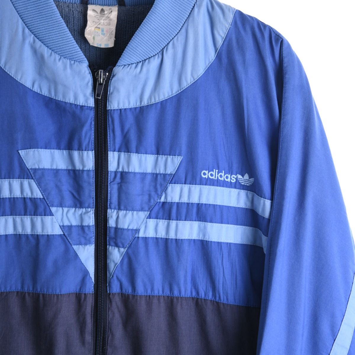 90s Adidas Blue Cotton Lined Track Jacket (M)