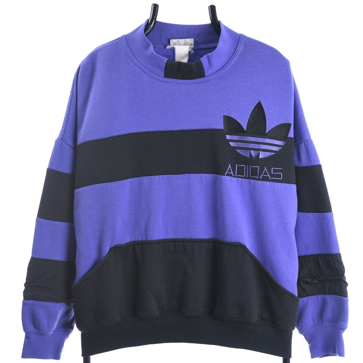 90s Adidas Purple/Black Embroidered Sweatshirt (XXS)