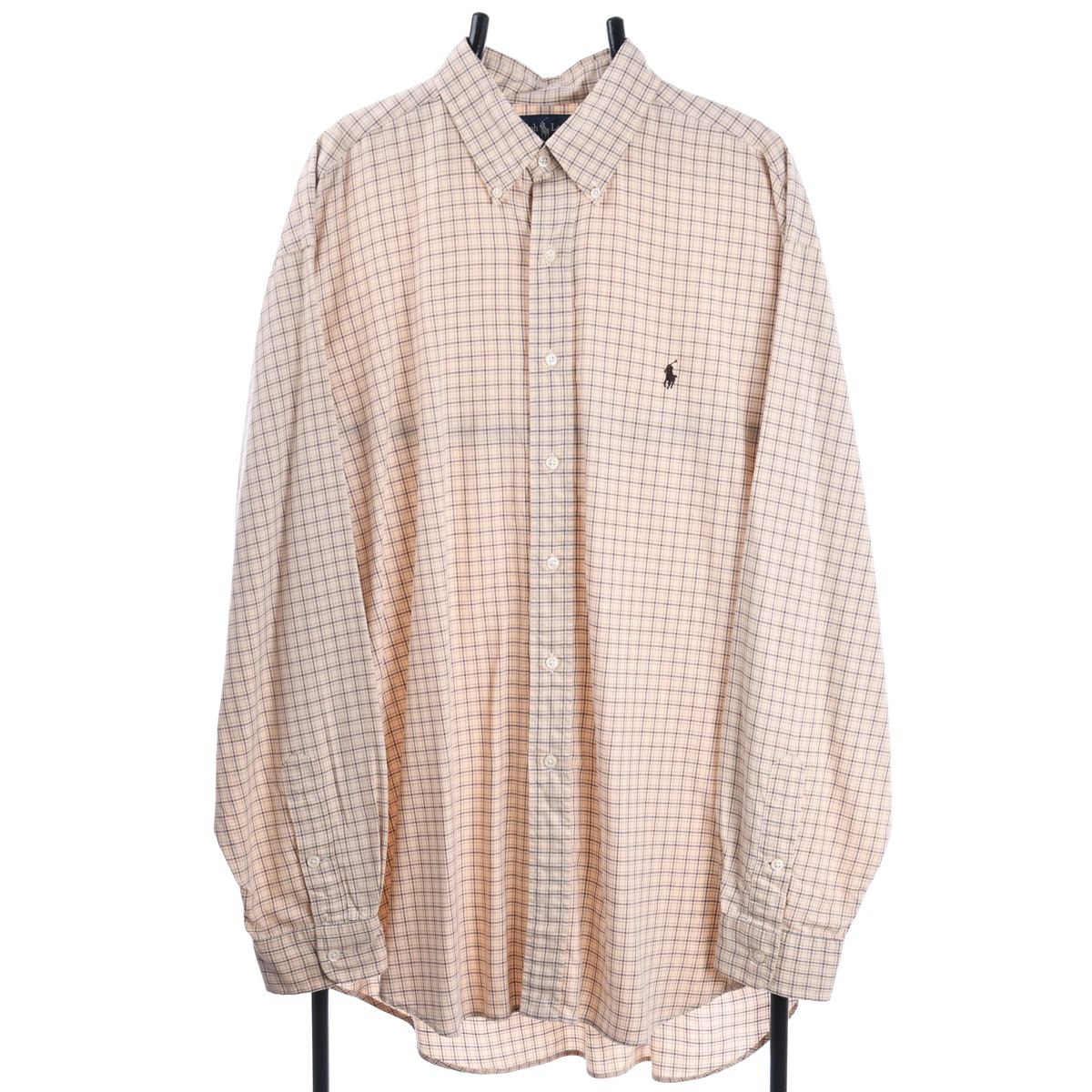 00s Polo Ralph Lauren Cream Checked Shirt (XXL)