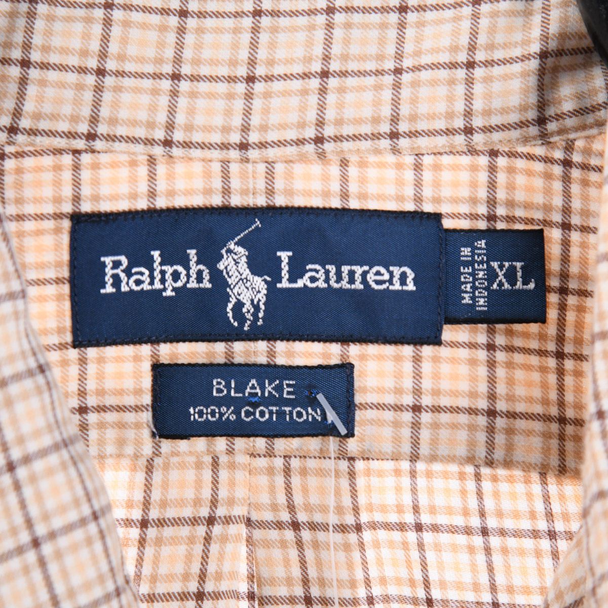 00s Polo Ralph Lauren Cream Checked Shirt (XXL)