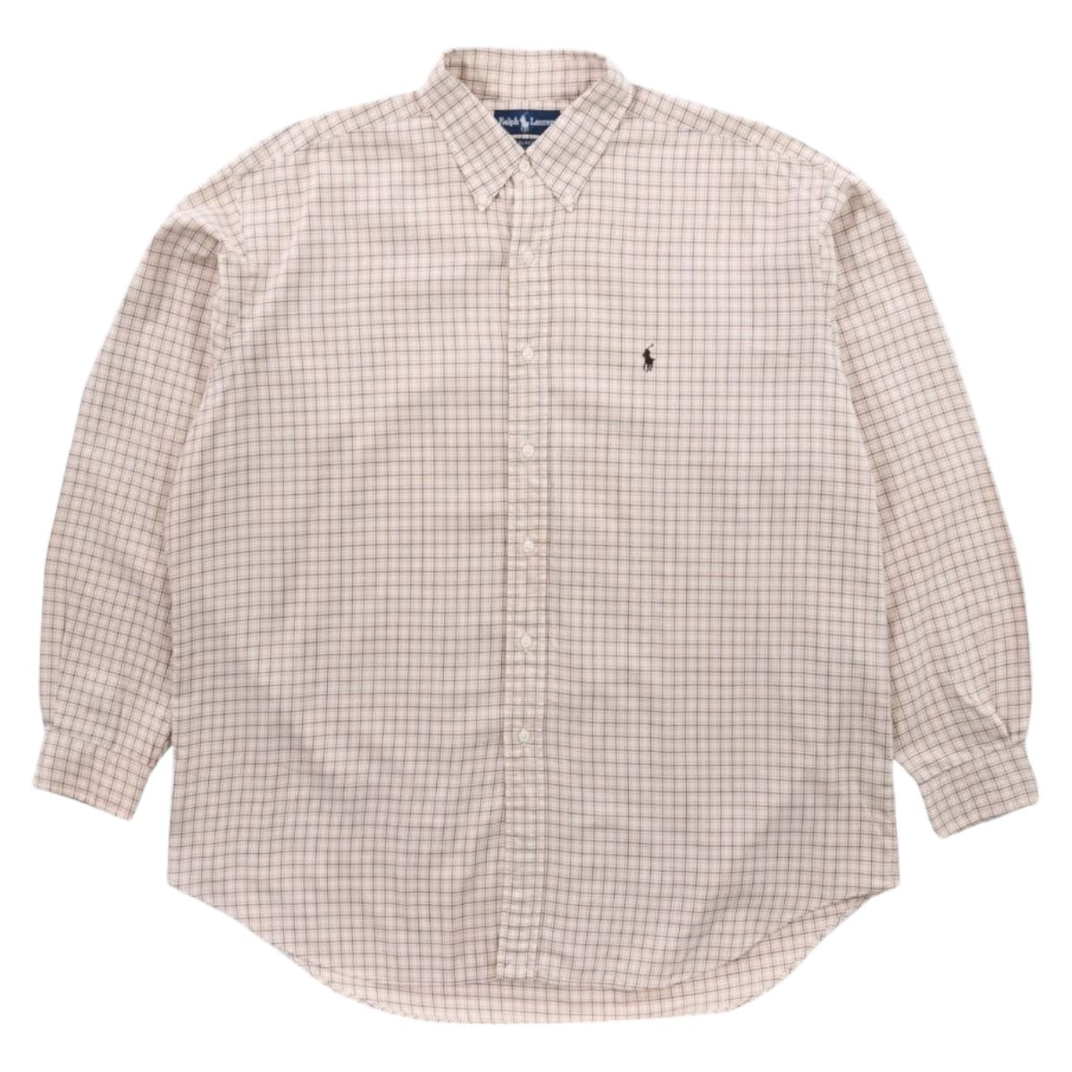 00s Polo Ralph Lauren Cream Checked Shirt (XXL)