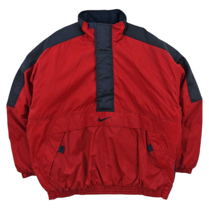 90s Nike Big Swoosh Red Padded Pullover Jacket (XXL)