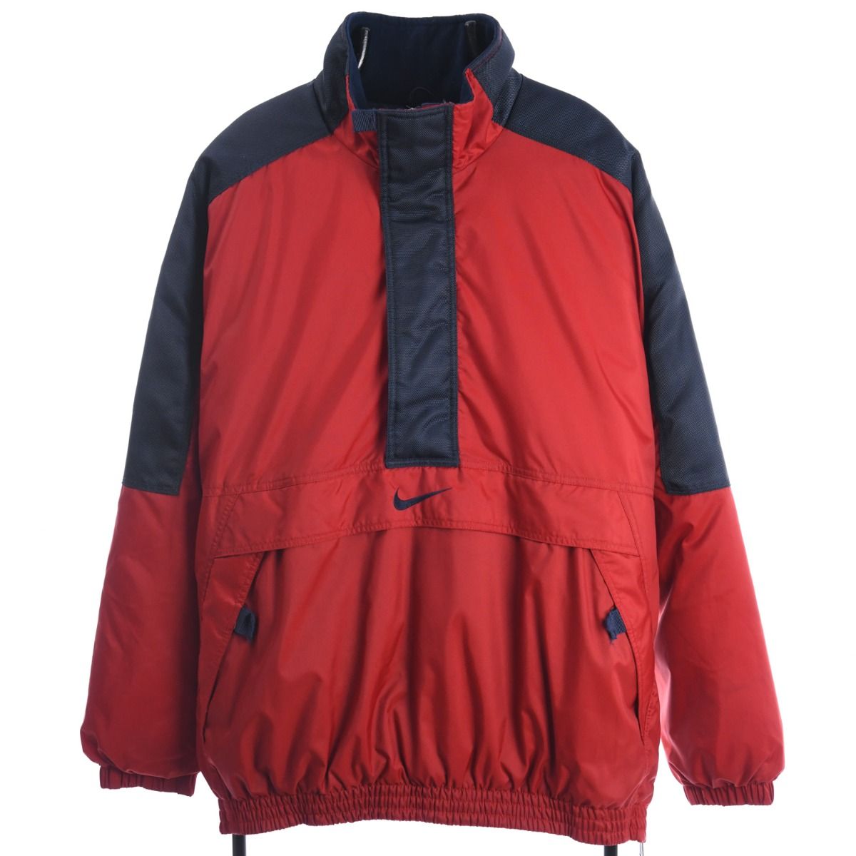 90s Nike Big Swoosh Red Padded Pullover Jacket (XXL)