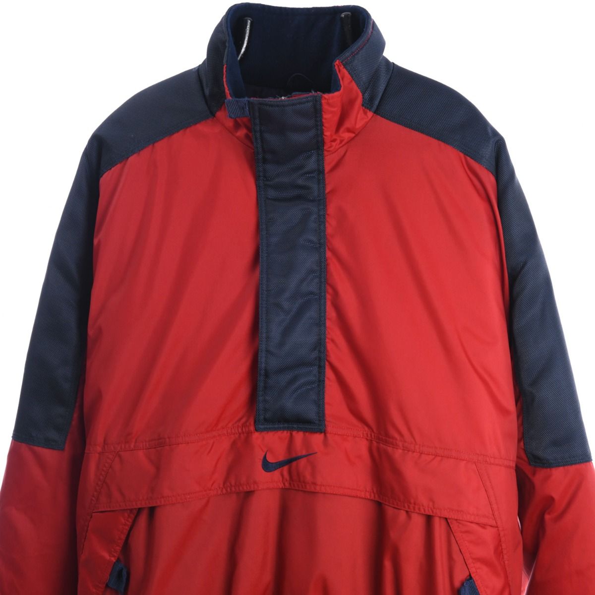 90s Nike Big Swoosh Red Padded Pullover Jacket (XXL)