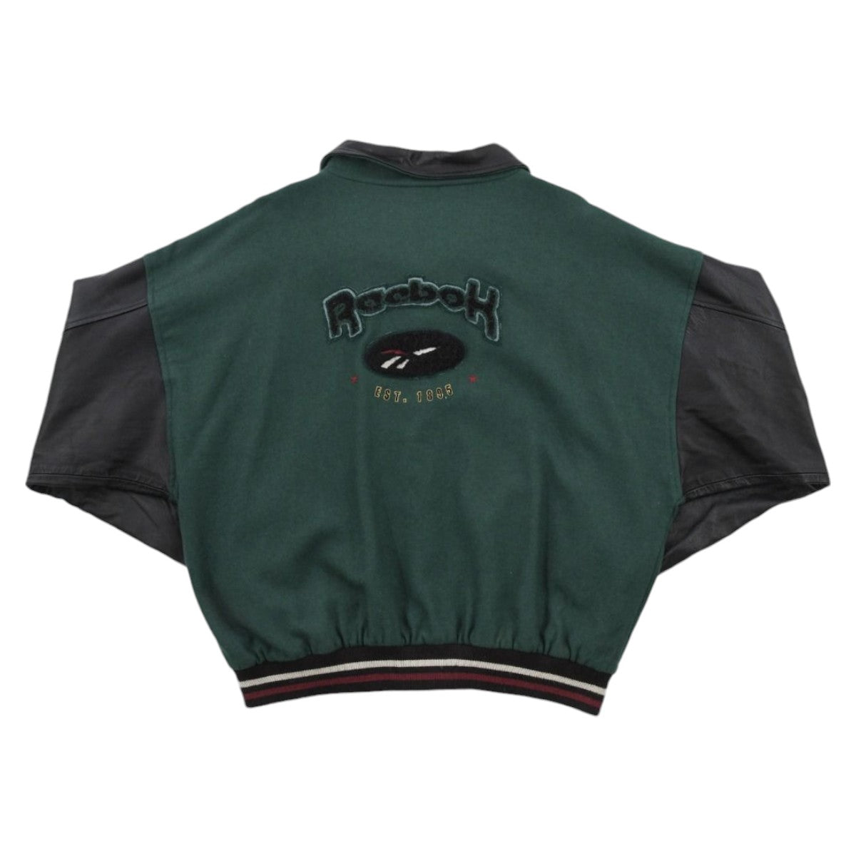 90s Reebok Green/Black Heavy Varsity Jacket (XL)