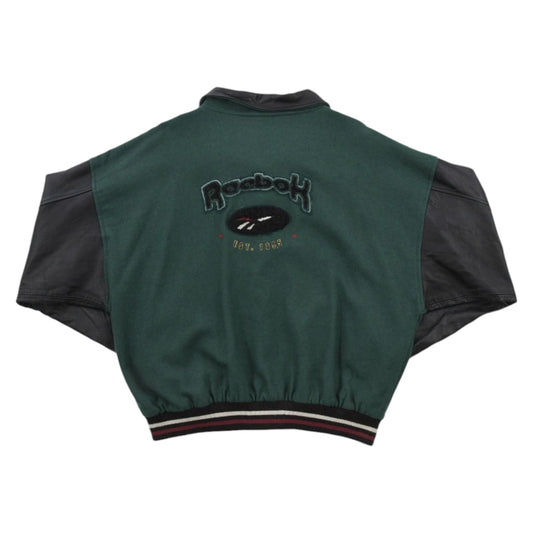 90s Reebok Green/Black Heavy Varsity Jacket (XL)