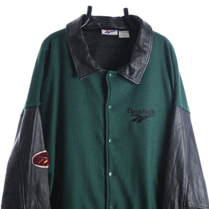 90s Reebok Green/Black Heavy Varsity Jacket (XL)