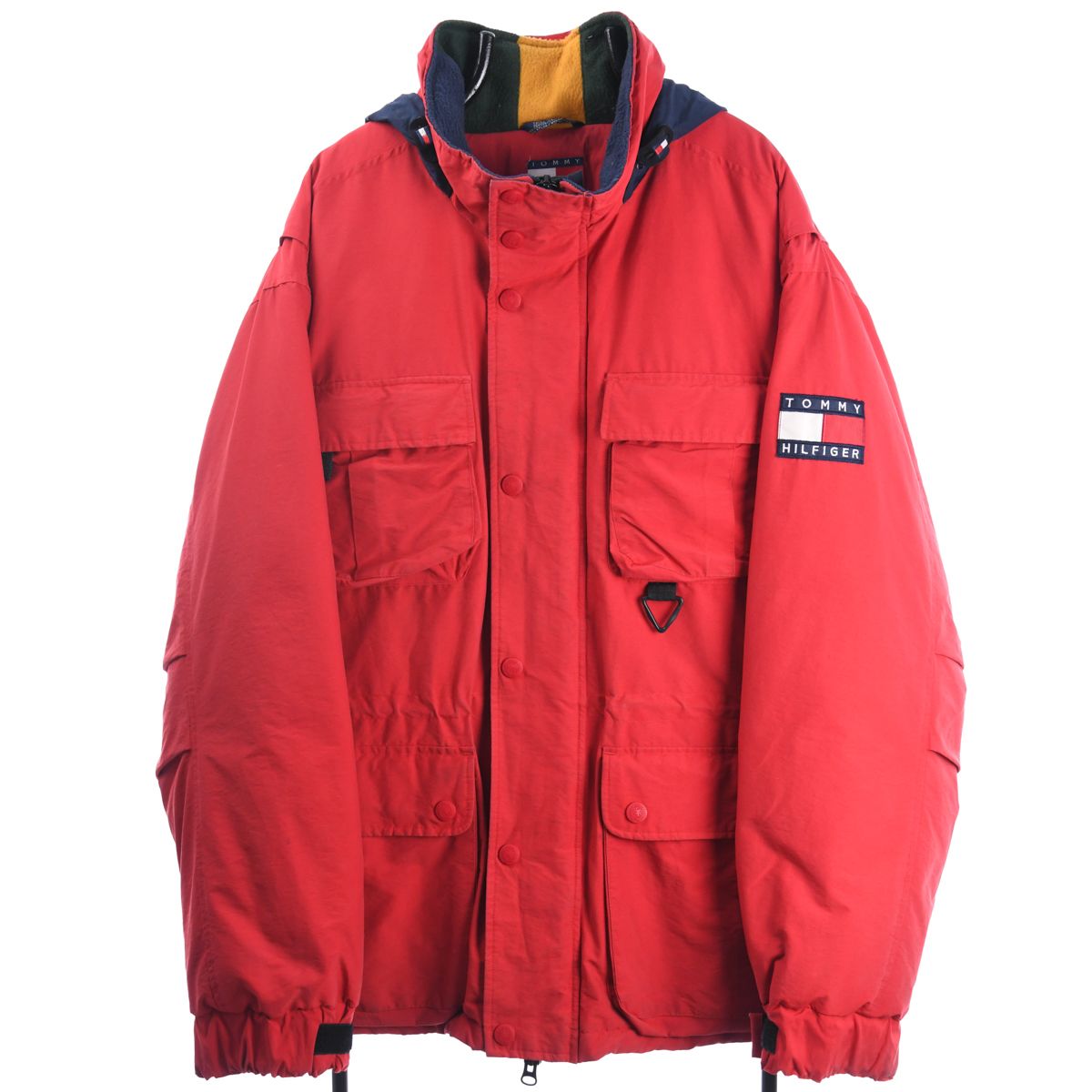 90s Tommy Hilfiger Red Puffer Jacket (XXL)