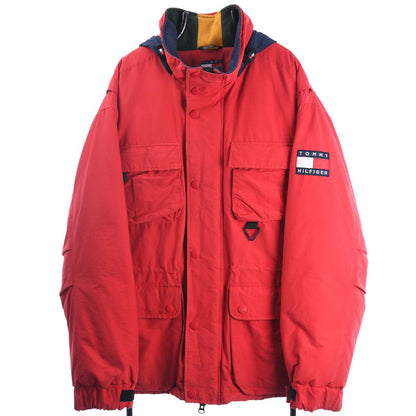 90s Tommy Hilfiger Red Puffer Jacket (XXL)