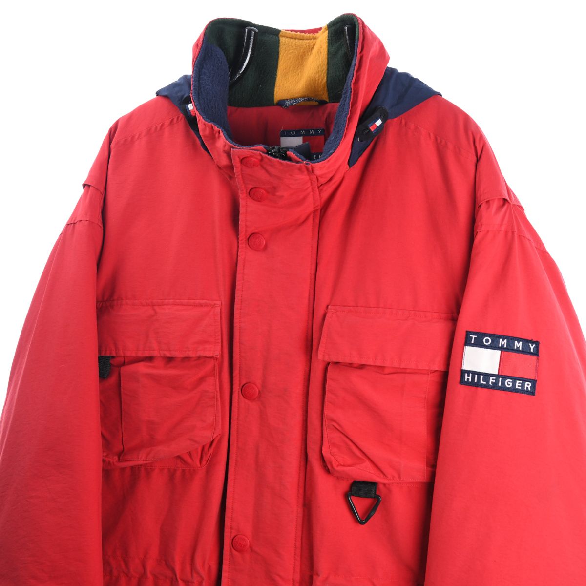 90s Tommy Hilfiger Red Puffer Jacket (XXL)