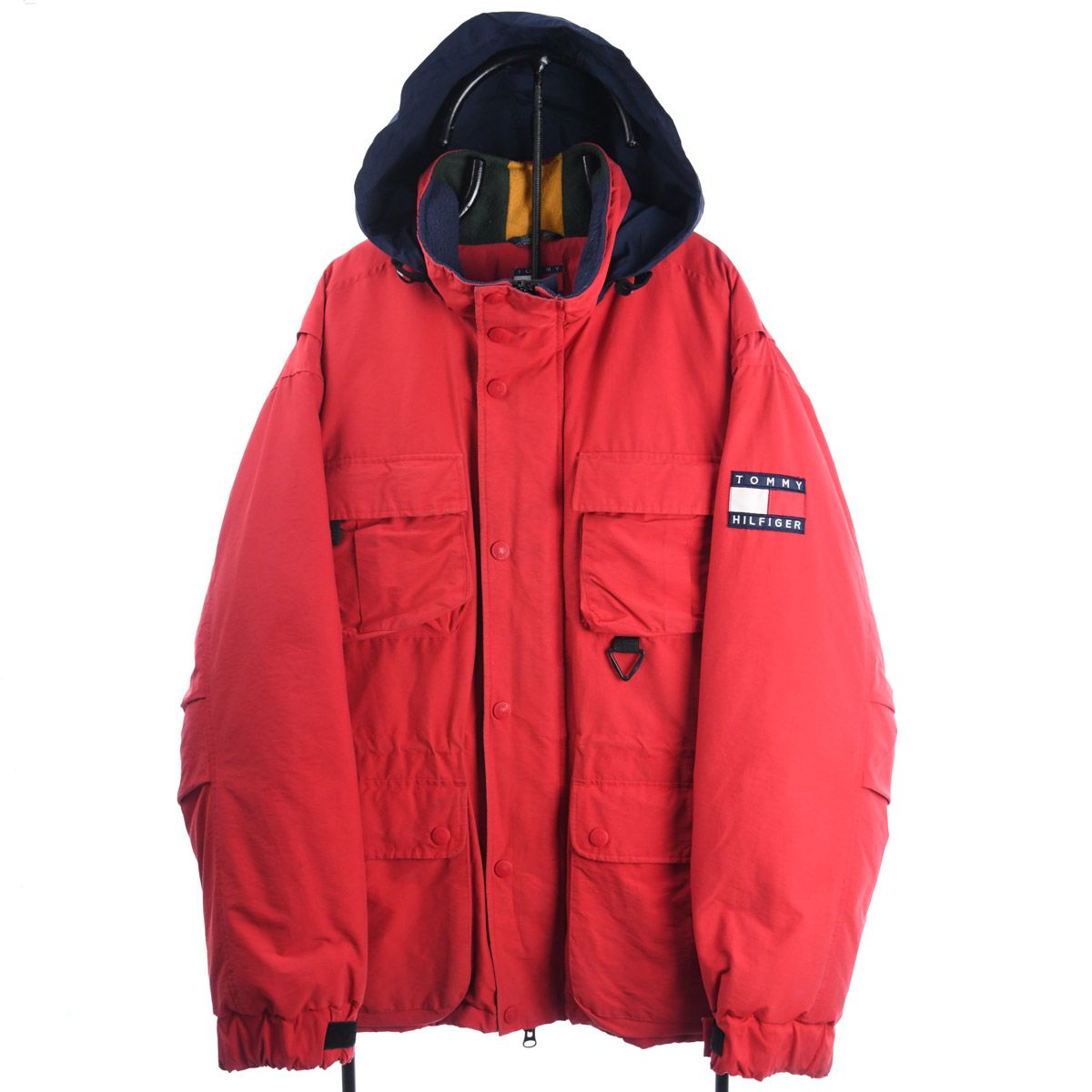 90s Tommy Hilfiger Red Puffer Jacket (XXL)