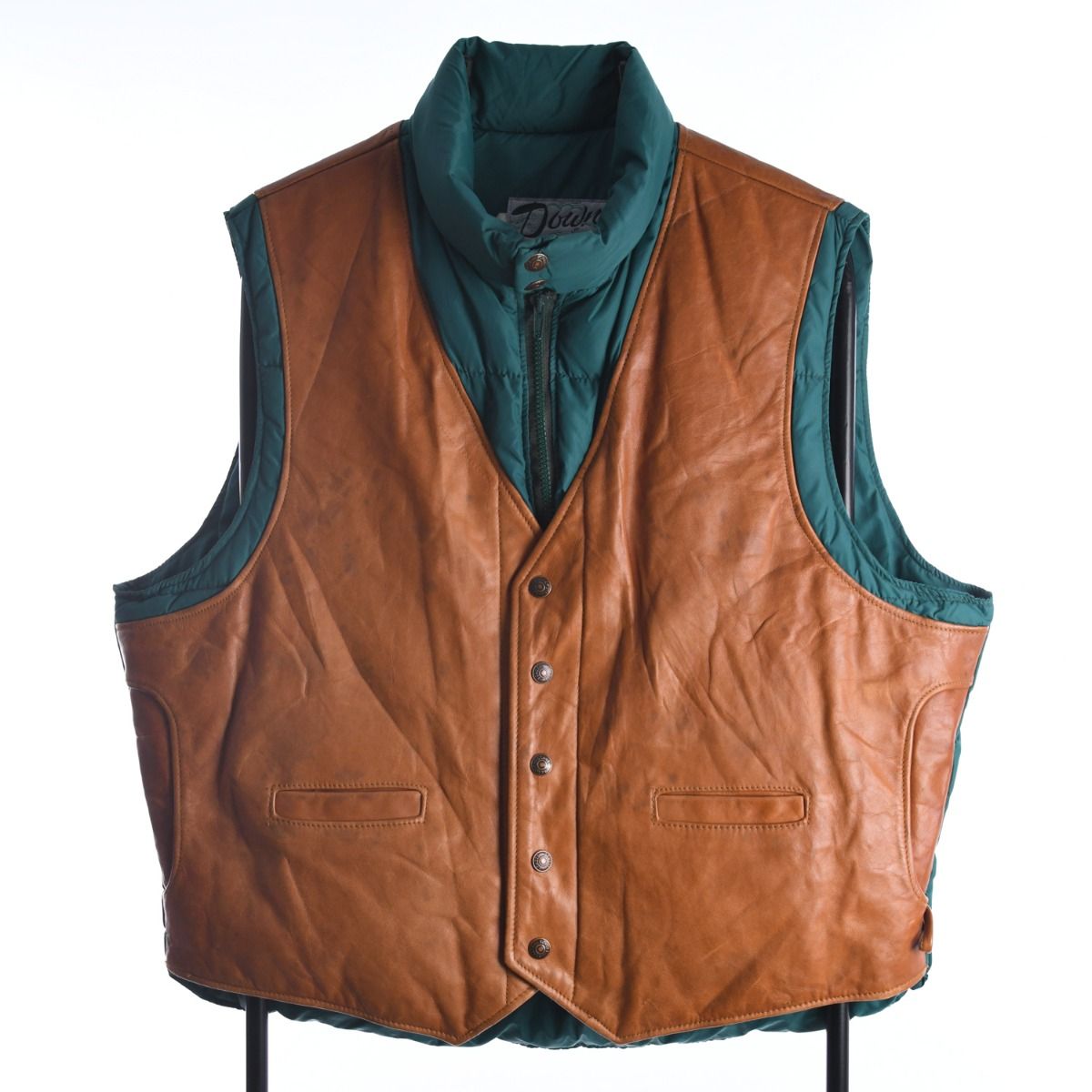 80s Schoot Leather & Goose Down Gilet (L)