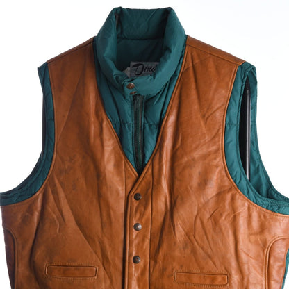 80s Schoot Leather & Goose Down Gilet (L)