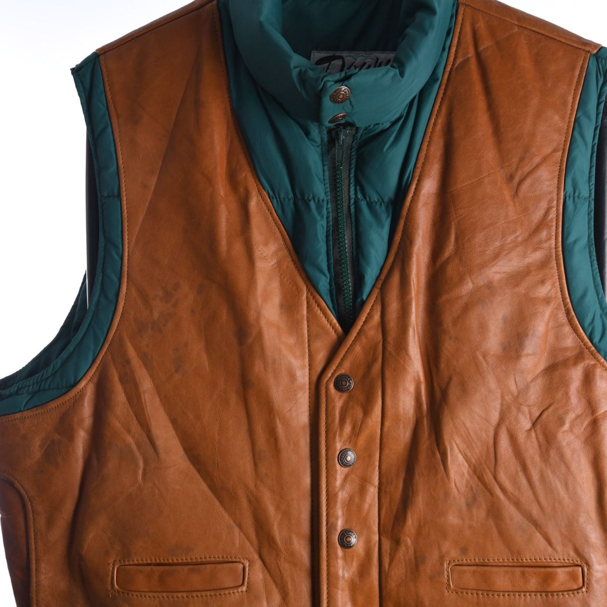 80s Schoot Leather & Goose Down Gilet (L)